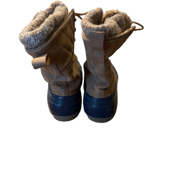 Justfab Tan and Navy Lace-Up Duck Boots - Picture 5 of 6